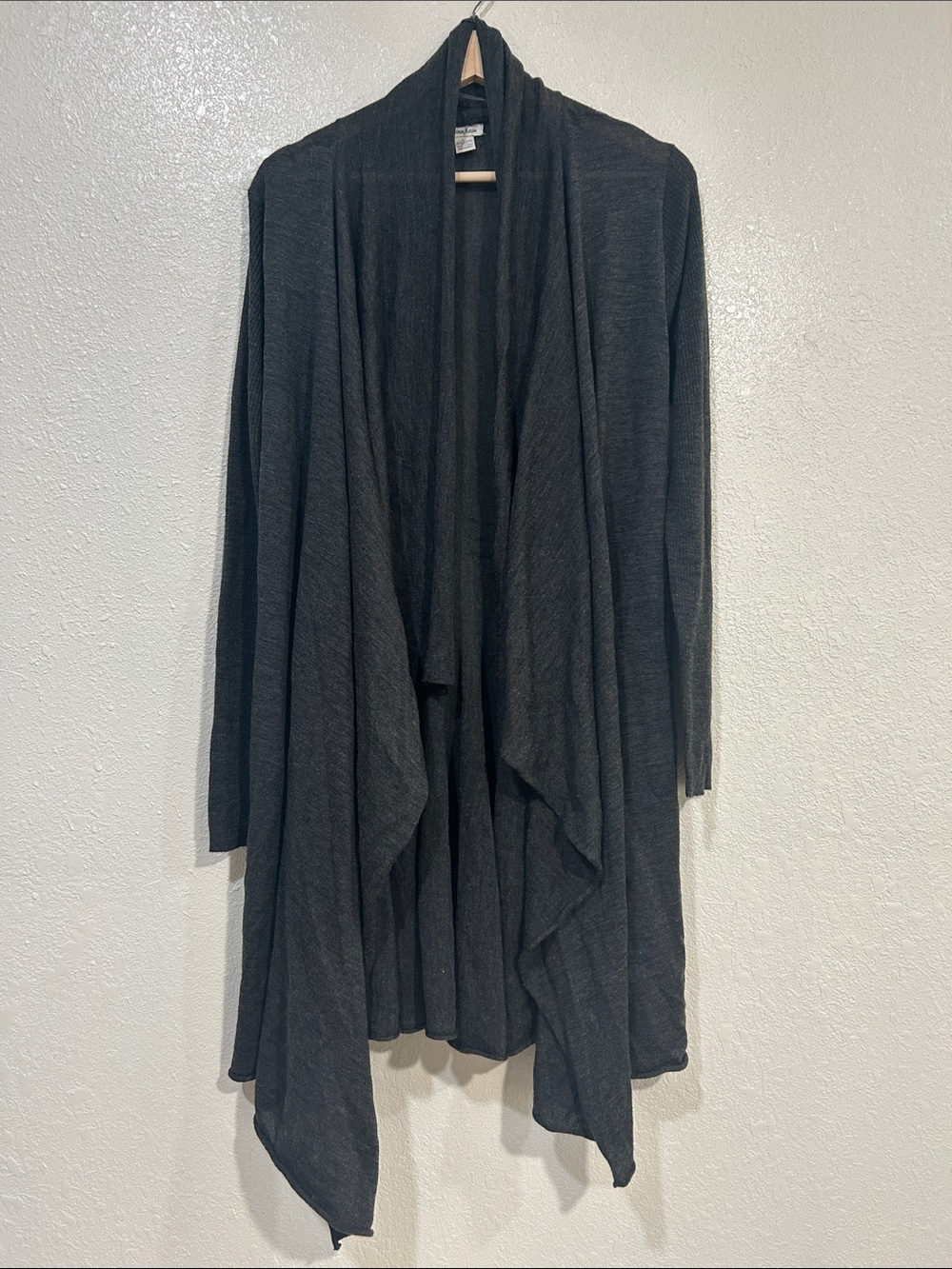 Neiman Marcus Women’s Charcoal Grey Open Front Long Sleeve Cardigan Sz Lg